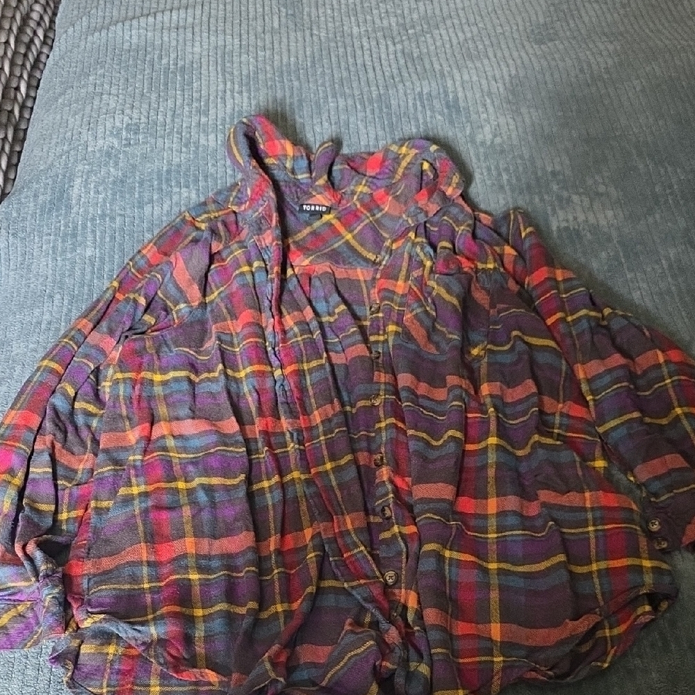 Colorful Plaid Button-Up Shirt